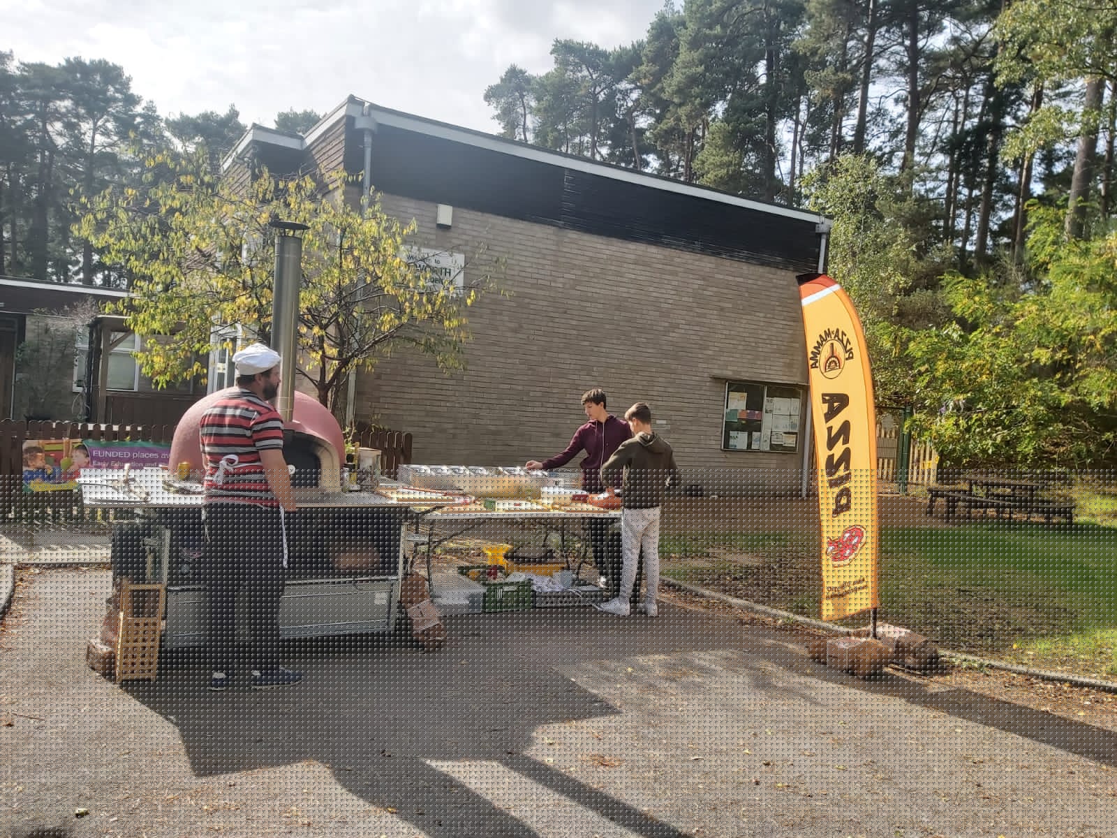Fresh pizza from wood-fired oven